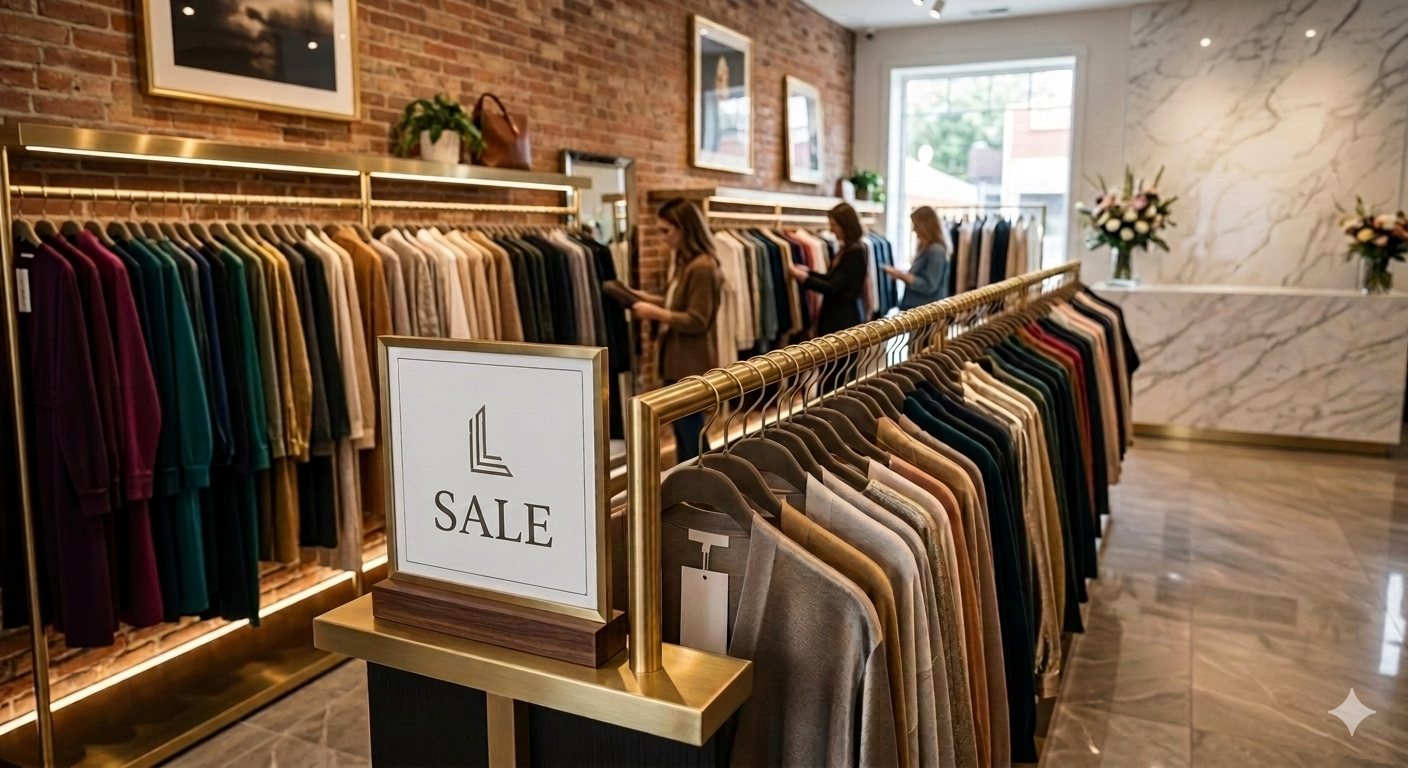 sell excess inventory Independent boutique using a sale section to sell excess inventory
